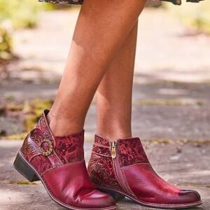 L’artiste Tiatia Bordeaux Bootie Spring Step Size 37 Leather and Suede!